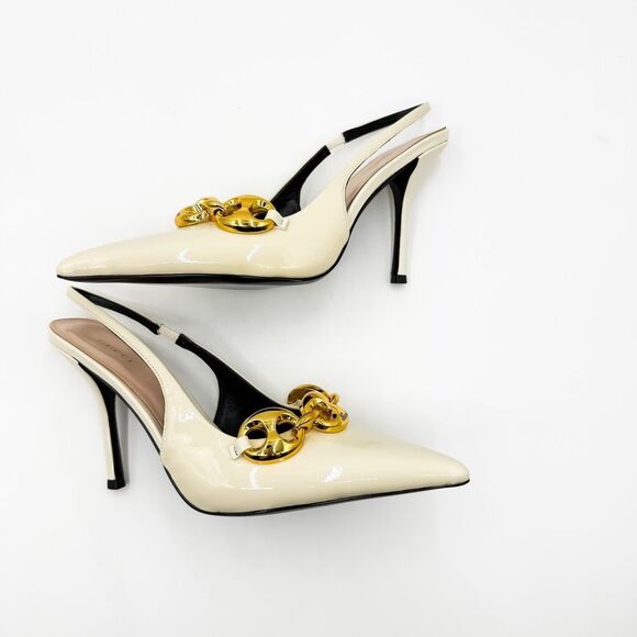Gucci Marina Chain Slingback Pointed Toe Patent Leather Heels EU 42 US 12 - Picture 9 of 12